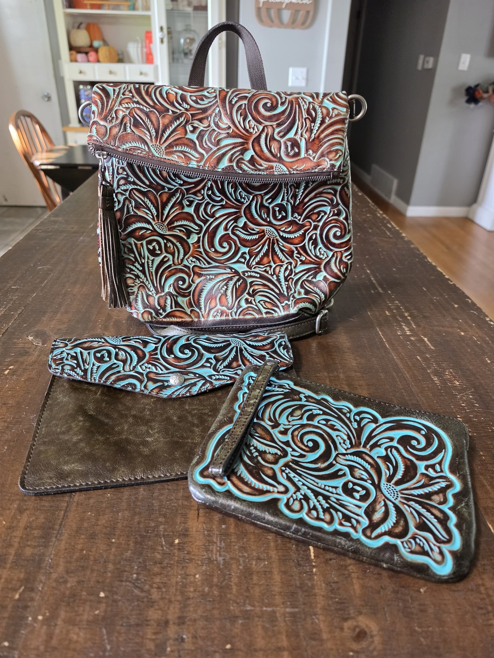 Patricia Nash backpack with matching accessories.